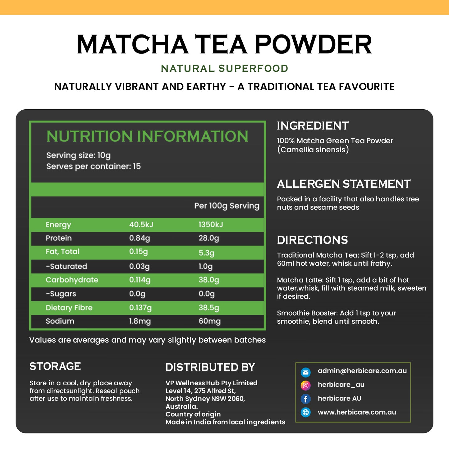 Matcha Powder 150 g – Food‑Grade Matcha for Smoothies, Lattes & Baking