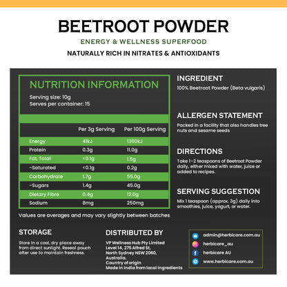 Beetroot Powder 150 g – Food‑Grade Organic Beetroot
