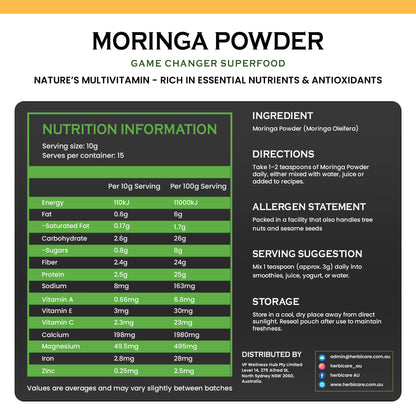 Moringa Leaf Powder 150 g – Organically Sourced, Food‑Grade Powder